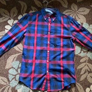 American Eagle Blue And Red Button Down Flannel